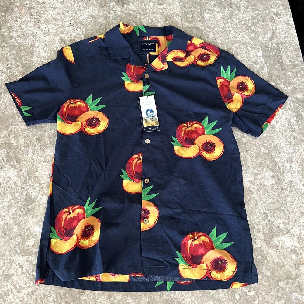 Denim & Flower Peaches Button Down Shirt Large